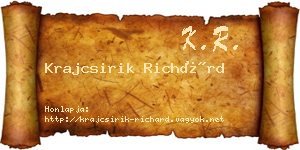 Krajcsirik Richárd névjegykártya
